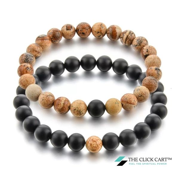 TCC™ Picture Jasper & Matt Onyx Stone Couple Bracelet